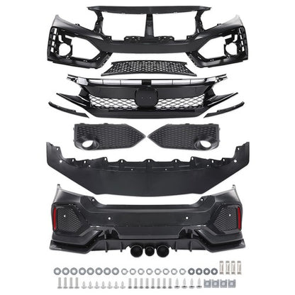 Solid Spare Fit For 2016-2021 Honda Civic Type R Style Front & Rear Bumper Cover Full Set