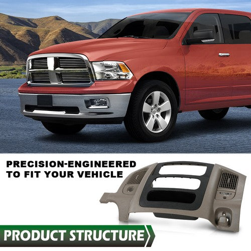 Solid Spare Fit For 02-05 Dodge Ram 1500-3500 Dash Radio Bezel Climate Trim Panel Vent Beige