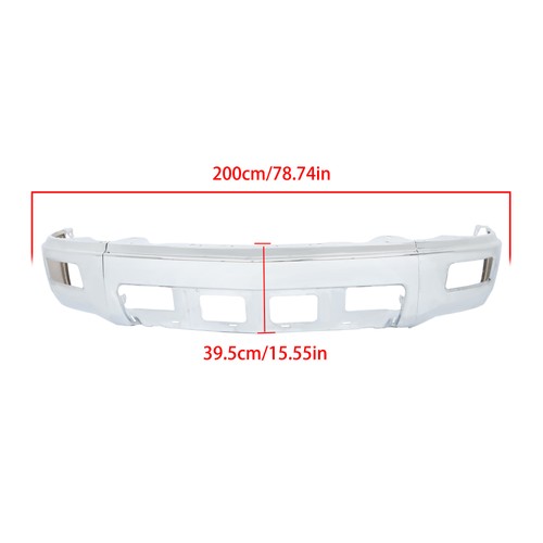 Solid Spare For Chevy Silverado 1500 2014-15 Split Style Chrome Front Bumper w/o Sensor Hole
