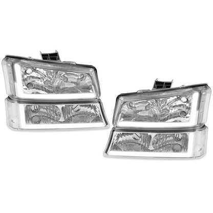 Solid Spare For 2003-2006 07 Chevy Silverado 1500 2500 3500 Headlights+Bumper Light LED DRL