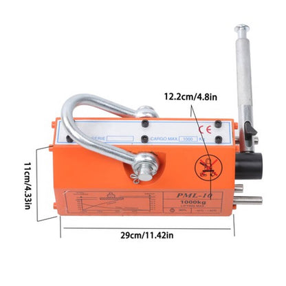 Solid Spare Neodymium Hoist 2200Lbs/1000kg Magnetic Lifter Lifting Magnet 2 Safety Factor