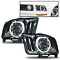 Solid Spare Smoke Lens LED DRL Halo Headlights Assembly Fit For 2005-2009 Ford Mustang
