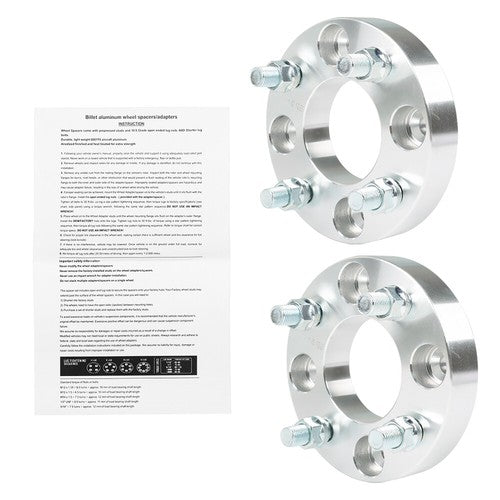Solid Spare Wheel Flange 1" 4x101.6mm Hub Bore 62mm Thread Size 1/2"x20 Silver 2Pcs