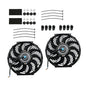 Solid Spare 2× 12" Electric Radiator Cooling Slim Fans Push Pull Mount Black For Universal