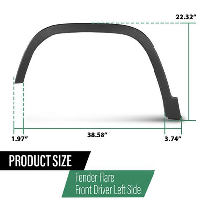 Solid Spare Front Fender Flare Wheel Arch Trim Fit For 2019-2023 Jeep Cherokee Left Side