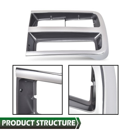 Solid Spare Fit For 1992-1995 Chevrolet G10 G20 G30 Silver Headlight Trim Bezel Left+Right