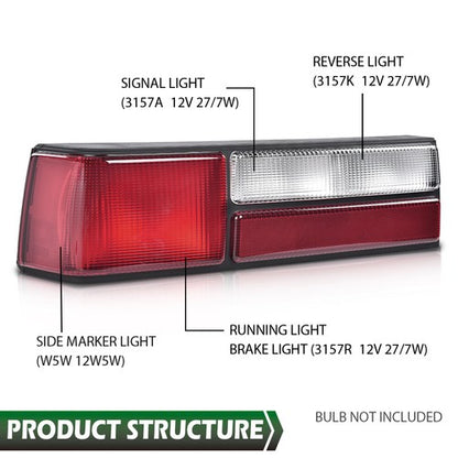 Solid Spare Tail Lights Rear Brake Lamps Left Driver Side Fit For 1987-1993 Ford Mustang LX