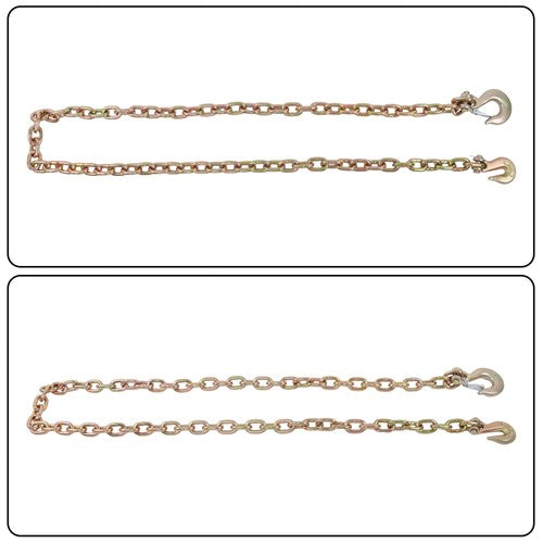 Solid Spare 3/8in × 8FT Trailer&Truck Transport Bundle Chain Steel Gold G70 6600lbs W/Hooks