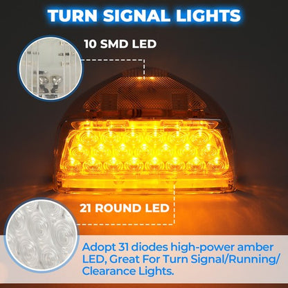 Solid Spare Pair 31 LED For Peterbilt 379 359 Turn Signal Light -Amber LED/Clear Lens RH LH