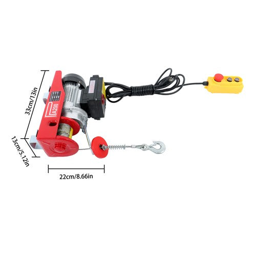Solid Spare 440lbs Mini Electric Hoist 14ft Wired+328ft Wireless Remote Control 110V 510W