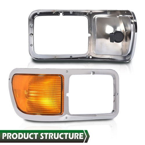 Solid Spare Fit For 2000-2015 Ford F650 F750 F-650 -F750 Headlights Bezel Corner Light Pair