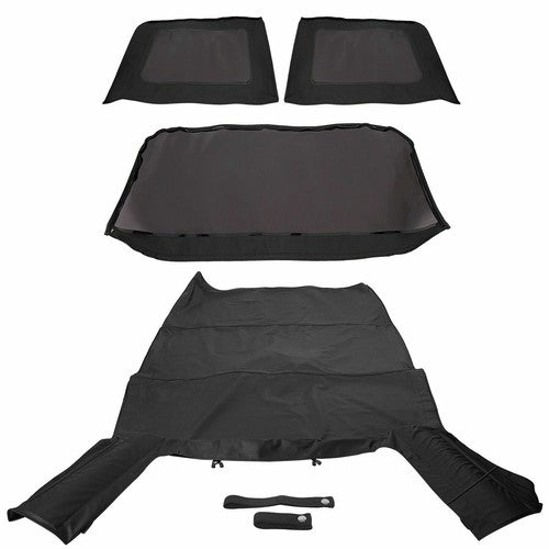 Solid Spare Fit Jeep Wrangler 4 DR JK Soft Top 2007-2009 Tinted Windows Black Sailcloth