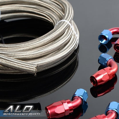 Solid Spare 16Ft AN10 -10AN Fitting Stainless Steel Braided Oil Fuel Hose Line Kit
