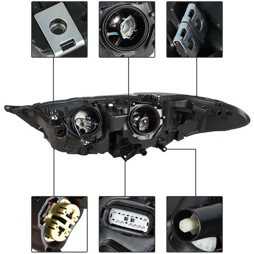 Solid Spare Projector Headlight Chrome Housing W/LED DRL For Ford Fusion 2017-19 Right Side