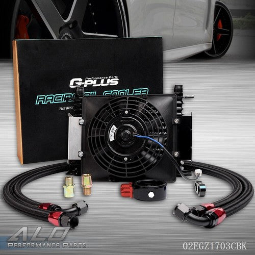 Solid Spare 15 Row Fit For Universal Engine Transmission Cooling Oil Cooler+7" Electric Fan