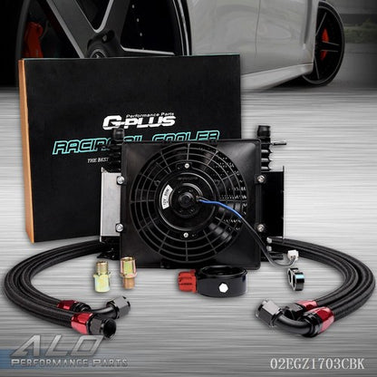 Solid Spare 15 Row Fit For Universal Engine Transmission Cooling Oil Cooler+7" Electric Fan