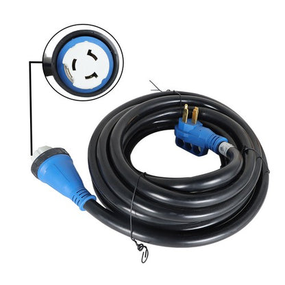 Solid Spare 14-50P 50 Amp 30ft Generator Extension Cord & Power Inlet Box Power Combo Kit