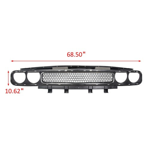 Solid Spare For 2008-2014 Dodge Challenger Front Bumper Grille Black w/ Chrome Trim Molding