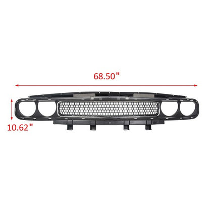 Solid Spare For 2008-2014 Dodge Challenger Front Bumper Grille Black w/ Chrome Trim Molding