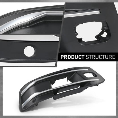 Solid Spare Fit For 2016 2017 2018 2019 Audi Q7 Fog Light Grille Bezel Insert Left+Right