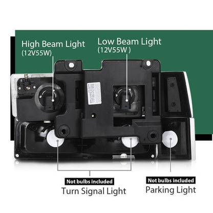 Solid Spare Fit For 1994-1998 GMC C10 C/K Sierra Headlights+Bumper Corner Lights Replacement
