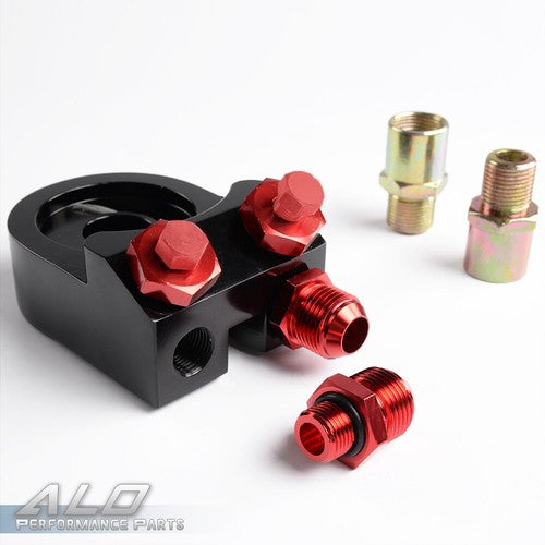 Solid Spare Universal 10 Row 10AN Engine Oil Cooler Filter Adapter & Hose Relocation Kit