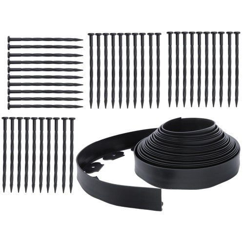 Solid Spare Lawn Border L-shaped Lawn Garden Edging Kit 40FT With 40Pcs Anchoring Spikes