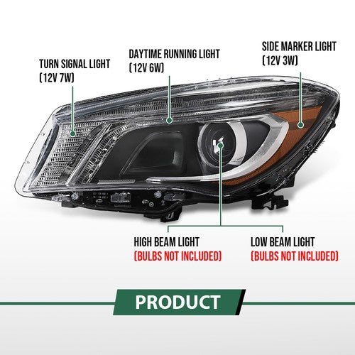 Solid Spare Xenon Headlight Left Driver Side Fit For 14-16 Mercedes-Benz CLA-Class CLA250