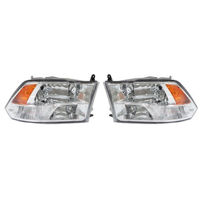 Solid Spare Headlight For Dodge Ram 1500 2500 3500 2009-2018 Crystal Chrome Housing L+R Pair