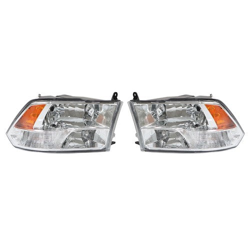 Solid Spare Headlight For Dodge Ram 1500 2500 3500 2009-2018 Crystal Chrome Housing L+R Pair