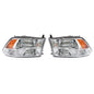 Solid Spare Headlight For Dodge Ram 1500 2500 3500 2009-2018 Crystal Chrome Housing L+R Pair