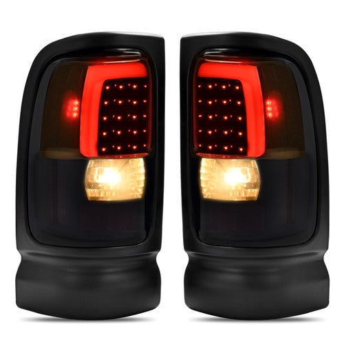 Solid Spare Smoke/Black LED Tube Brake Tail Lights For 1994-2001 Dodge Ram 1500 2500 3500