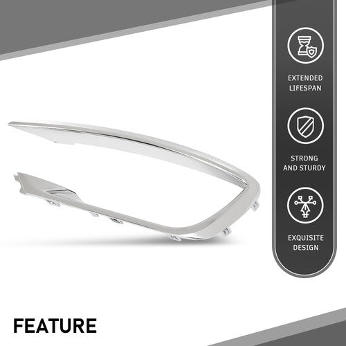 Solid Spare Front Driver Left Side Fog Light Outer Trim Silver Fit For 2017-2020 Lincoln MKZ
