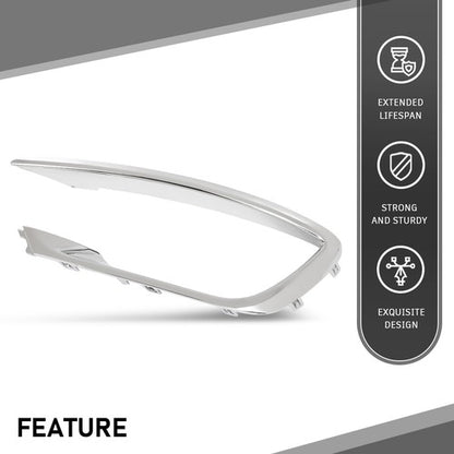 Solid Spare Front Driver Left Side Fog Light Outer Trim Silver Fit For 2017-2020 Lincoln MKZ