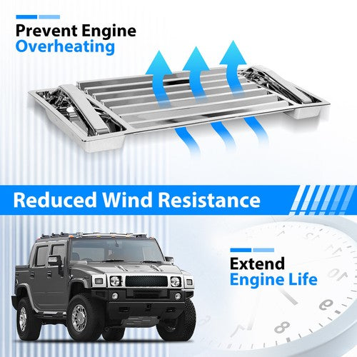 Solid Spare For 2003-2009 Hummer H2 Chrome Hood Deck Vent Panel Grille with handle covers