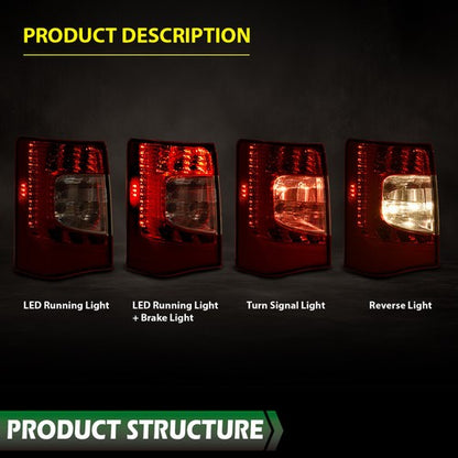 Solid Spare LED Tail Lights Brake Lamps Left+Right Fit For 2011-2016 Chrysler Town & Country