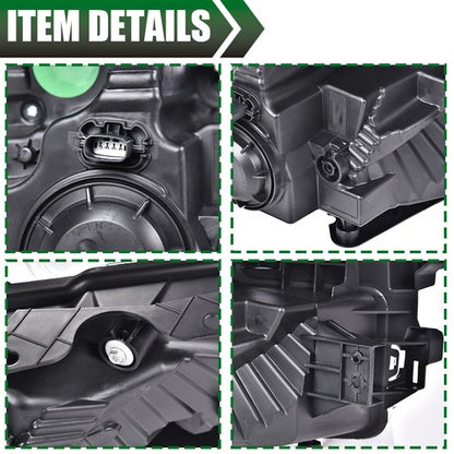 Solid Spare Fit For 15-17 Ford F-150 Smoke Lens Chrome Housing Headlights Headamps LH RH