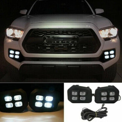 For 2016-2022 2023 Toyota Tacoma 4-Eyes Style DRL LED Clear Fog lights Lamps