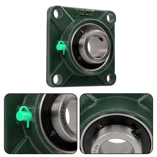 Solid Spare 2 × UCF207-20 1-1/4" Bore Pillow Block Flange Bearing 4 Bolt Solid Base