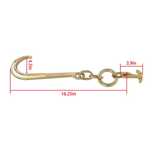 Solid Spare 1 Pack 5400lbs G70 15" J Hook w/ TJ Hooks for Towing Wrecker Roll Back Truck