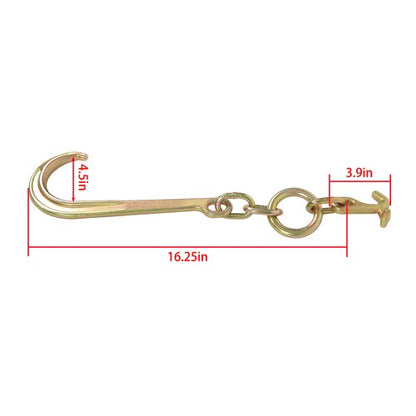 Solid Spare 1 Pack 5400lbs G70 15" J Hook w/ TJ Hooks for Towing Wrecker Roll Back Truck
