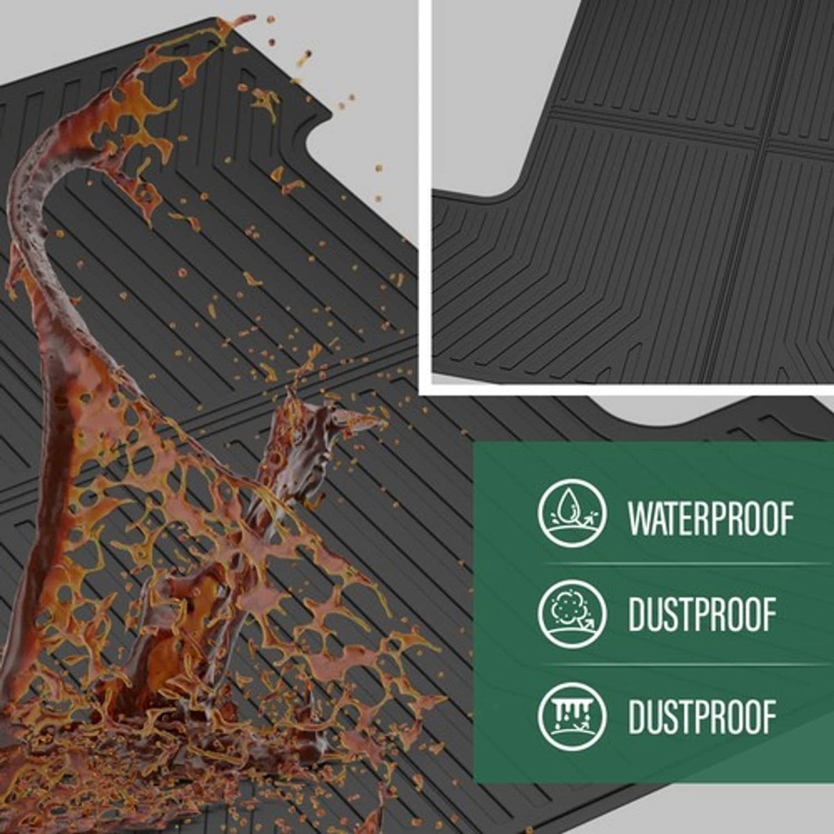 Solid Spare Fit For 2020-2024 Jeep Gladiator JT 5FT All Weather TPE Truck Bed Mat Protection