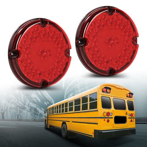 Solid Spare Tail Light Fit For School Bus Transit Vehicles Refuse Hauler 7" Round 47-LED Red