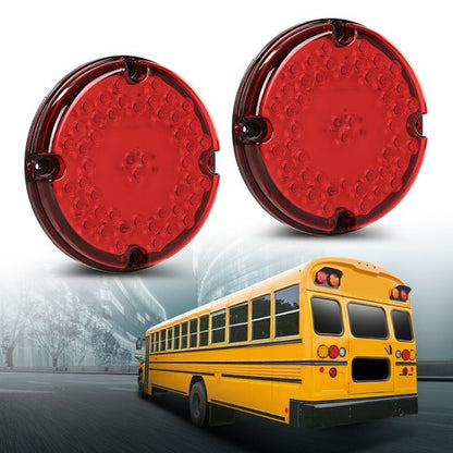 Solid Spare Tail Light Fit For School Bus Transit Vehicles Refuse Hauler 7" Round 47-LED Red