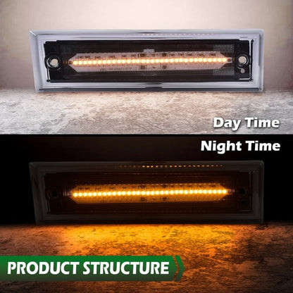 Solid Spare Fit For 1981-1991 GMC Chevy Pickup Truck LED Front Side Marker Lights Smoke