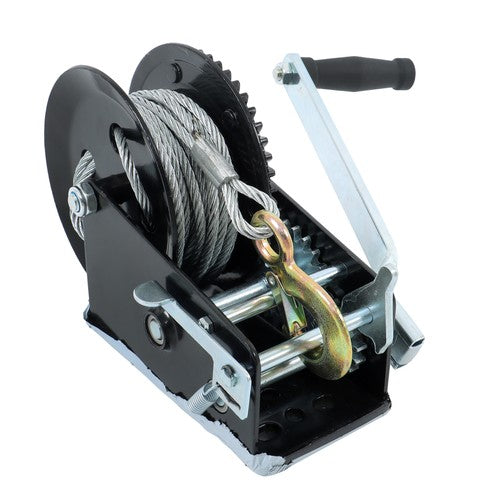 Solid Spare 3500lbs 33ft Winch Steel+Polyester Black 4:1/8:1 26mm Hook Bidirectional Ratchet