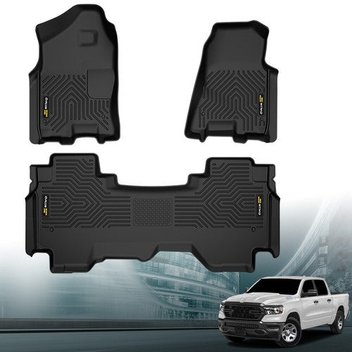 Solid Spare TPE Floor Mats All Weather Liners Fit For 19-24 Dodge Ram 1500 Crew Cab New Body