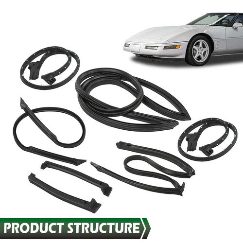 Solid Spare New Weather Strip Seal Full Weatherstrip Kit Fit For 84-89 Corvette C4 Coupe