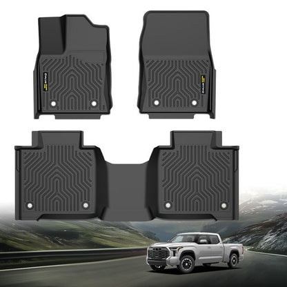 Solid Spare Fit For 2022-2025 Toyota Tundra CrewMax Cab TPE Floor Mats Protection Liners