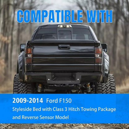 Solid Spare Black Rear Bumper Top Step Cover w/Sensors For Ford F150 F-150 09-2014 Styleside